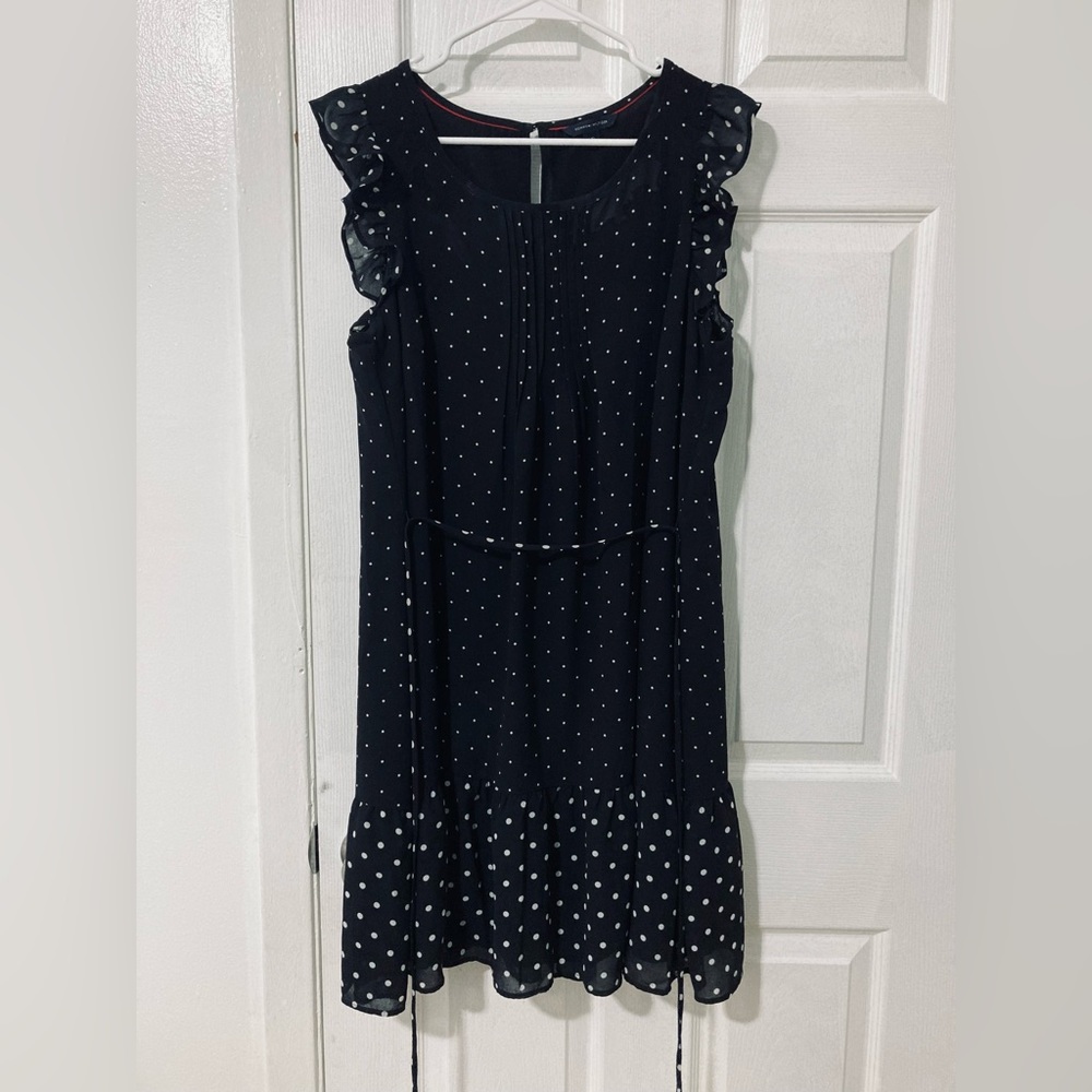 Tommy Hilfiger polka dot ruffle sleeve dress - size L/G